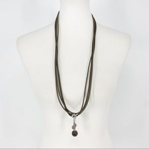 Ippocampo Brown Leather Cord Necklace Minimalist Modern Boho Luxe Urban Chic